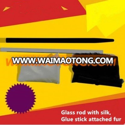 Glass rod with silk, Glue stick attached fur, Physics Electromagnetism Aids , static friction test equipment